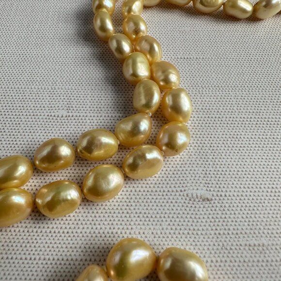 Golden Baroque Pearl Necklace 23" - Picture 9 of 16